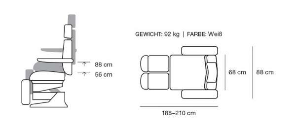 2235C Fußpflegeliege Havanna mit Sitzheizung